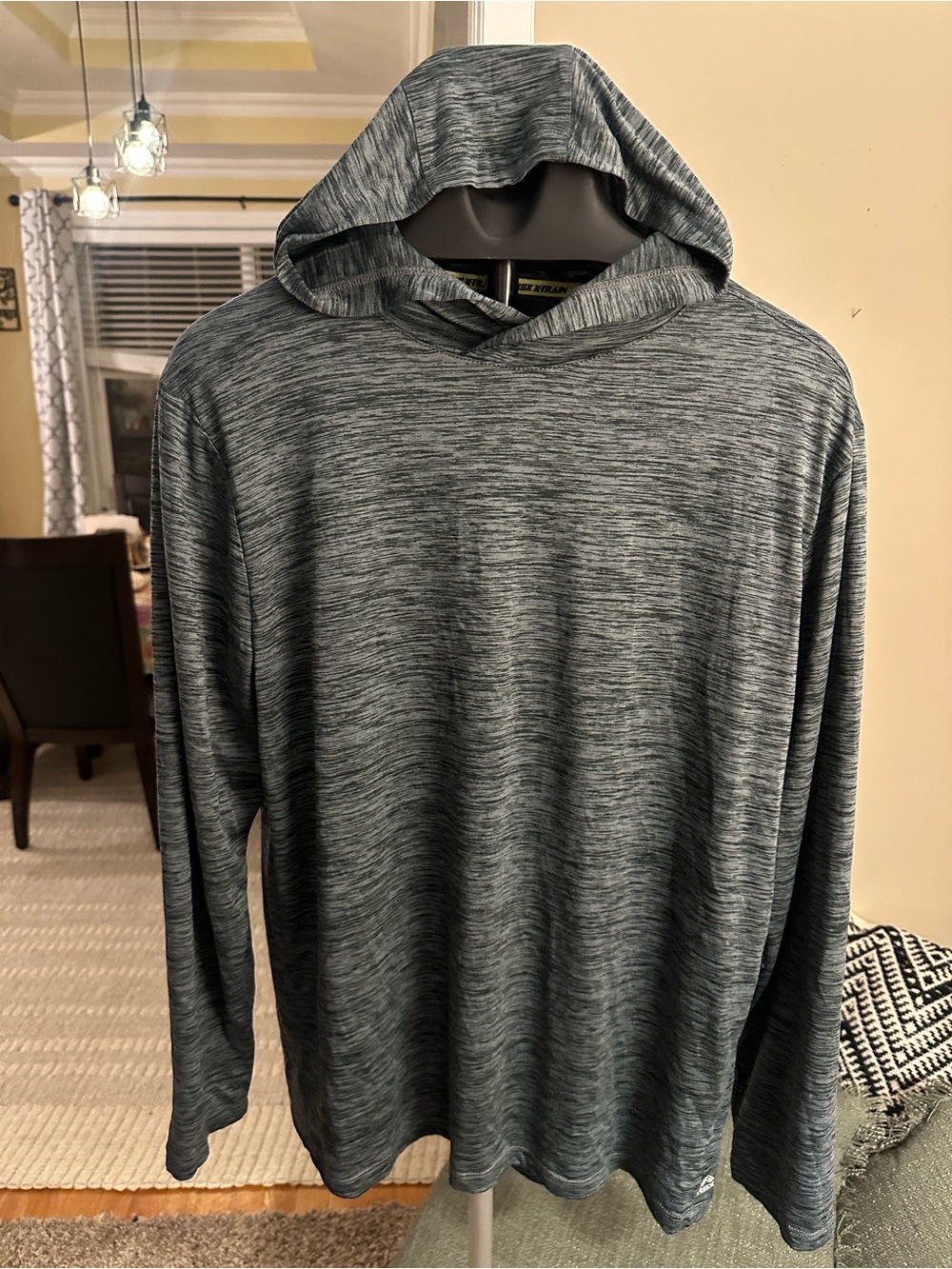 RBX Men's Heather Gray Hooded Long-Sleeve Performance Top